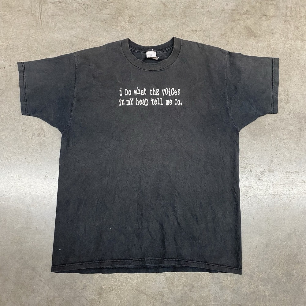 Vintage Sarcastic Humor Voices In My Head T Shirt Mens XL Black Grunge Y2K